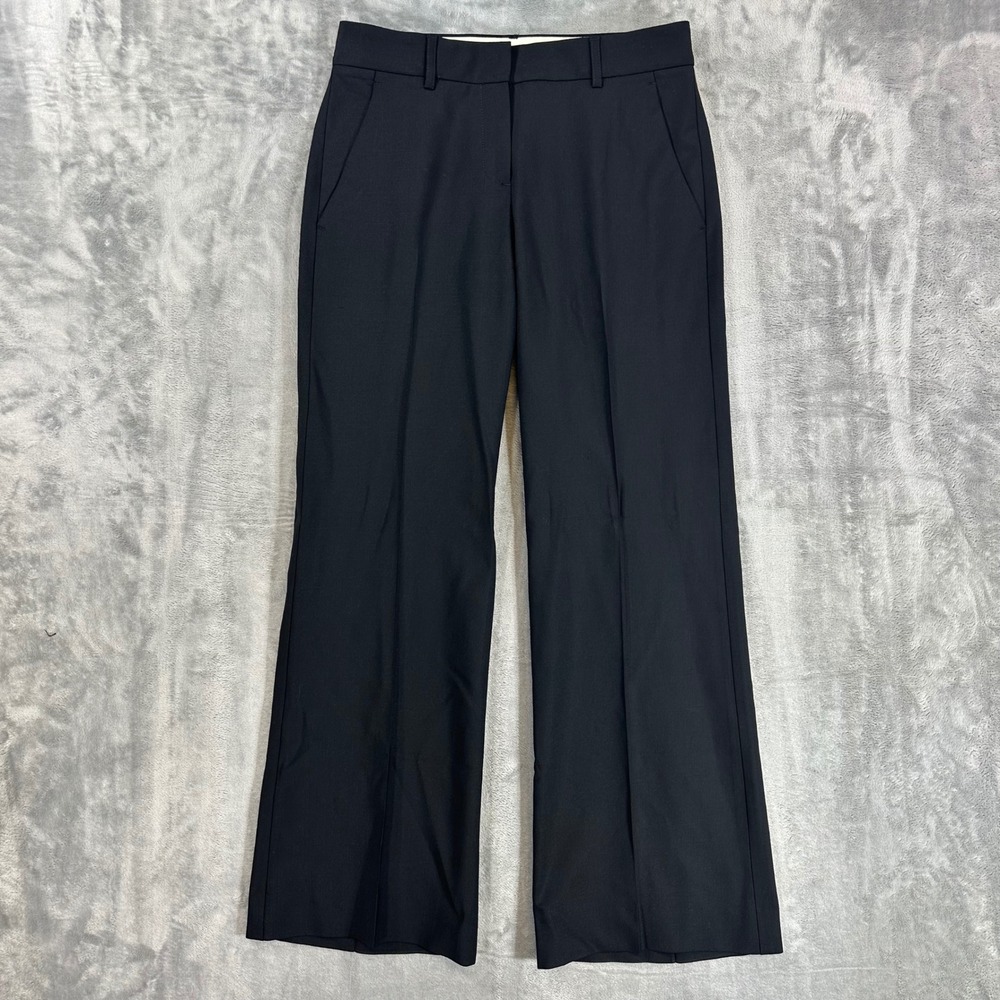 Theory Flared Wool Dress Pants Womens Size 0 Black Formal Trousers